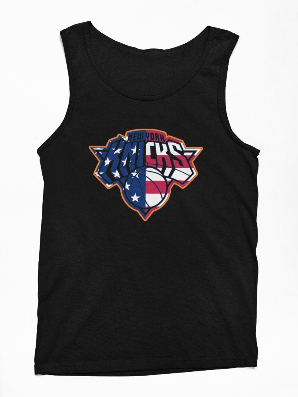 NEW York Knicks 4th July USA American Flag Team Color Pop Logo Tank Top BLACK